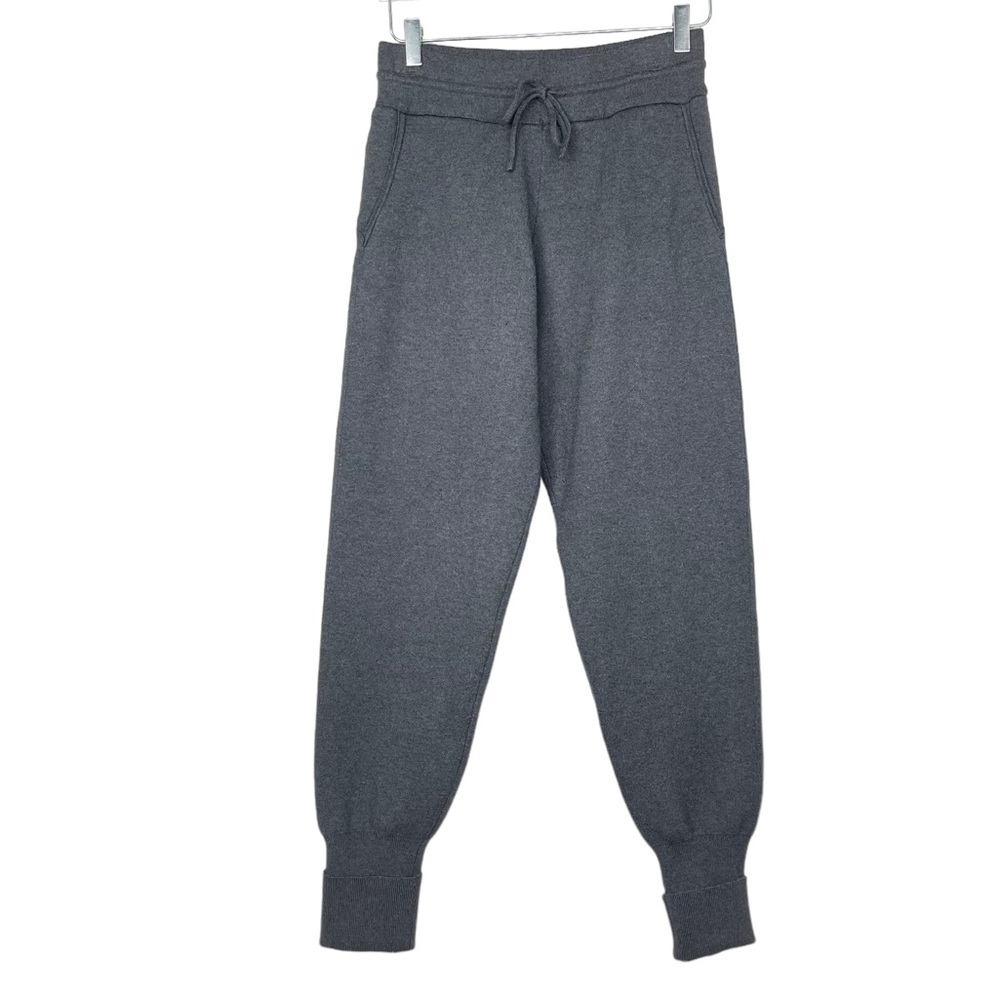 Zara Pants Womens Large Grey Sweatpants Cuffed Joggers Pockets Viscose Tie Waist